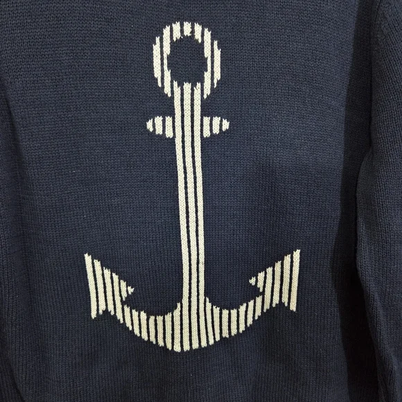 NWT Lulu B Anchor Sweater Size Medium Nautical Navy Blue Boat Coastal Preppy - Picture 4 of 13